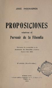 Cover of Proposiciones relativas al porvenir de la filosofía by José Ingenieros