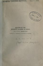 Front cover of Bulletins by Minnesota Academy of Sciences, Minneapolis