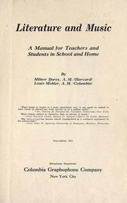 Front cover of Literature and music by J. Milnor Dorey