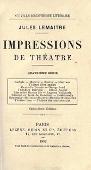 Cover of Impressions de théatre by Jules Lemaître