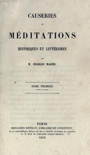 Front cover of Causeries et méditations historiques et littéraires by Charles Magnin