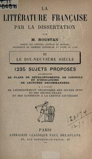 Front cover of La littérature française par la dissertation by Marius Roustan