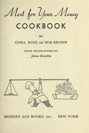 Front cover of Most for your money cookbook by Cora Lovisa Brackett Brown