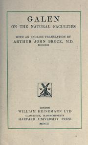 Front cover of Galen On the natural faculties by Galen