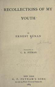 Front cover of Souvenirs d'enfance et de jeunesse by Ernest Renan