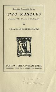 Cover of Two masques by Julia Hall Bartholomew
