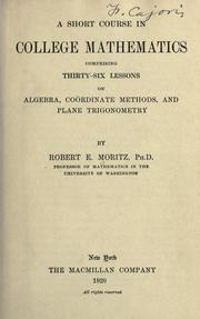 Front cover of A short course in college mathematics by Robert Edouard Moritz