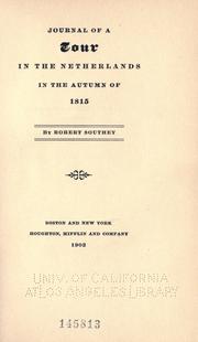 Front cover of Journal of a tour in the Netherlands in the autumn of 1815 by Robert Southey