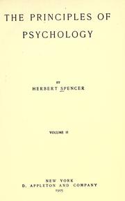 Front cover of The principles of psychology by Herbert Spencer
