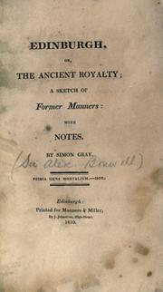 Front cover of Edinburgh, or The ancient royalty by Boswell, Alexander Sir