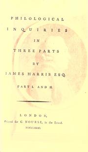 Cover of Philological inquiries by Harris, James