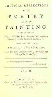 Front cover of Réflexions critiques sur la poésie et sur la peinture by Dubos abbé