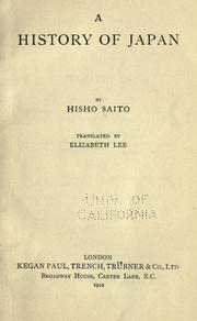 Front cover of A history of Japan by Hisho Saito