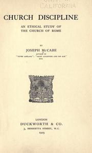 Front cover of Church discipline by Joseph McCabe