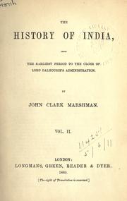 Front cover of The history of India by John Clark Marshman
