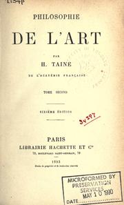 Front cover of Philosophie de l'art by Hippolyte Taine
