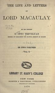 Cover of The life and letters of Lord Macaulay by George Otto Trevelyan