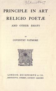 Cover of Principle in art by Coventry Patmore
