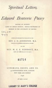 Cover of Spiritual letters of Edward Bouverie Pusey, Doctor of Divinity, Canon of Christchurch, Regius Professor of Hebrew in the University of Oxford by Edward Bouverie Pusey