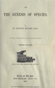 Cover of On the genesis of species by St. George Jackson Mivart