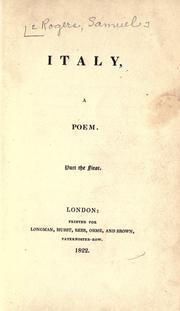 Cover of Italy by Samuel Rogers