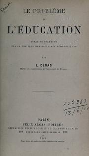 Front cover of Le problème de l'éducation by Ludovic Dugas