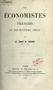 Cover of Les économistes français du dix-huitième siècle by Léonce de Lavergne