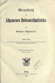 Front cover of Grundrisz der allgemeinen Volkswirtschaftslehre by Gustav von Schmoller