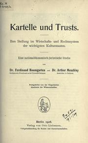 Front cover of Katelle und Trusts, ihre Stellung im Wirtschafts- und Rechtssystem der wichtigsten Kulturstaaten by Ferdinand Baumgarten