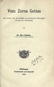 Front cover of Vom Zorne Gottes by Max Pohlenz