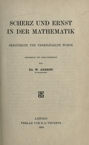 Front cover of Scherz und Ernst in der Mathematik by Wilhelm Ernst Martin Georg Ahrens