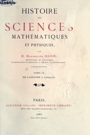 Front cover of Histoire des sciences mathématiques et physiques by Maximilien Marie