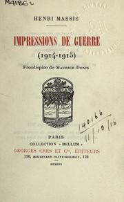 Cover of Impressions de guerre by Massis, Henri