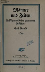 Cover of Männer und Zeiten by Erich Marcks