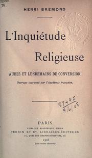 Cover of L' inquiétude religieuse by Henri Bremond