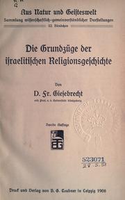 Front cover of Die grundzüge der israelitischen religionsgeschichte by Friedrich Giesebrecht