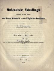 Front cover of Mathematische Abhandlungen besonders aus dem Gebiete der höhern Arithmetik und der elliptischen Functionen by G Eisenstein