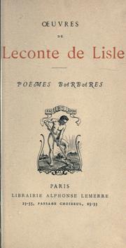 Cover of Poèmes barbares by Leconte de Lisle