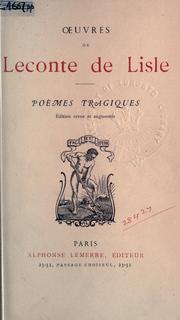 Cover of Poèmes tragiques by Leconte de Lisle