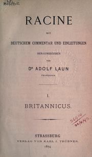 Front cover of Britannicus, mit deutschem Commentar und Einleitungen, hrsg. von Adolf Laun by Jean Racine