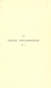 Front cover of The Greek philosophers by Alfred William Benn