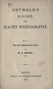 Front cover of Über die Erhaltung der Kraft by Hermann von Helmholtz