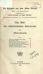 Front cover of Das Alter der babylonischen Astronomie by Alfred Jeremias