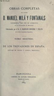 Front cover of De los trovadores en España by Manuel Milá y Fontanals
