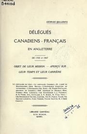 Front cover of Délégués canadiens-français en Angleterre de 1763 à 1867 by Georges Bellerive