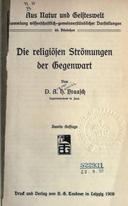 Front cover of Die religiösen Strömungen der Gegenwart by August Heinrich Braasch