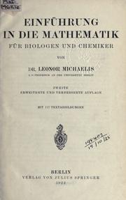 Front cover of Einführung in die Mathematik für Biologen und Chemiker by Leonor Michaelis