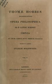 Front cover of Opera philosophica, quae latine scripsit, omnia in unum corpus nunc primum collecta studio et labore Gulielmi Molesworth by Thomas Hobbes
