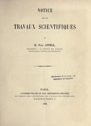 Cover of Notice sur les travaux scientifiques de M. Paul Appell by Paul Appell