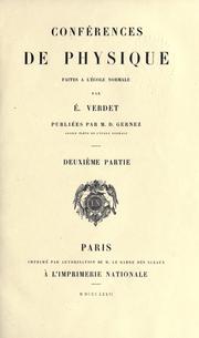 Front cover of Œuvres de É. Verdet by Émile Verdet